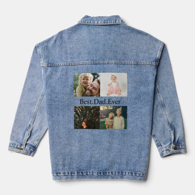 Custom 4 Foto Collage Bester Vater je Jeansjacke (Rückseite)