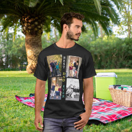 Custom 4 Foto Collage Bester Vater je Vatertag T-Shirt