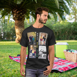 Custom 4 Foto Collage Bester Vater je Vatertag T-Shirt