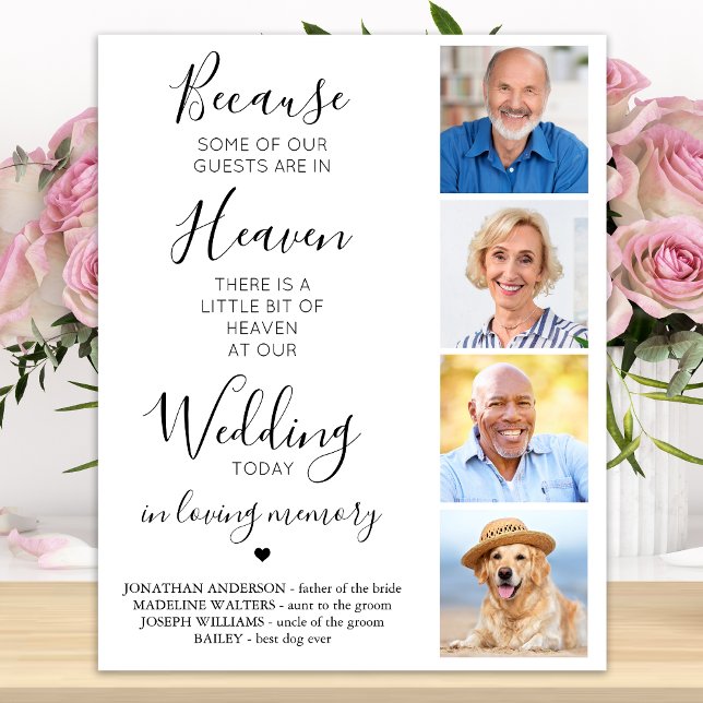 Custom 4 Foto Collage Heaven Wedding Memorial Poster (Von Creator hochgeladen)