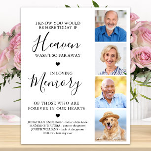 Custom 4 Foto Collage Heaven Wedding Memorial Poster