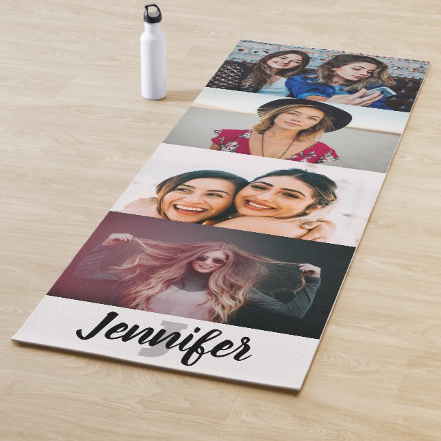 Custom 4 Foto Collage Individuelle Name und Monogr Yogamatte (Beispiel)