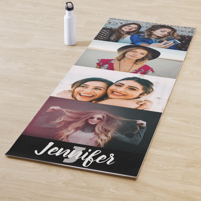 Custom 4 Foto Collage Individuelle Name und Monogr Yogamatte (Beispiel)