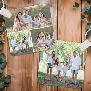 Custom 4 Foto Collage Moderne einfache Familie Schlüsselanhänger
