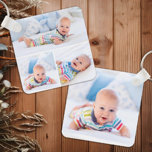 Custom 4 Foto Collage Modernes Neugeborenes Baby Schlüsselanhänger