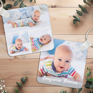 Custom 4 Foto Collage Modernes Personalisiertes Ba Schlüsselanhänger