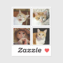 Custom 4 Foto Collage Simple Square Tiny Vinyl Aufkleber