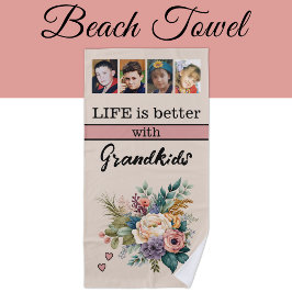 Custom 4 Foto Enkelkinder Blumenrosa Strandtuch