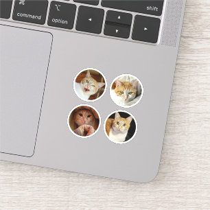 Custom 4 FotoCollage Minimalistisch rund Tiny Viny Aufkleber