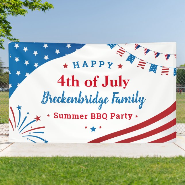 Custom 4. Juli Family Summer GRILLEN Party Banner (Außenbereich)