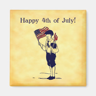 Custom 4. Juli US Flag and Fireworks Magnet