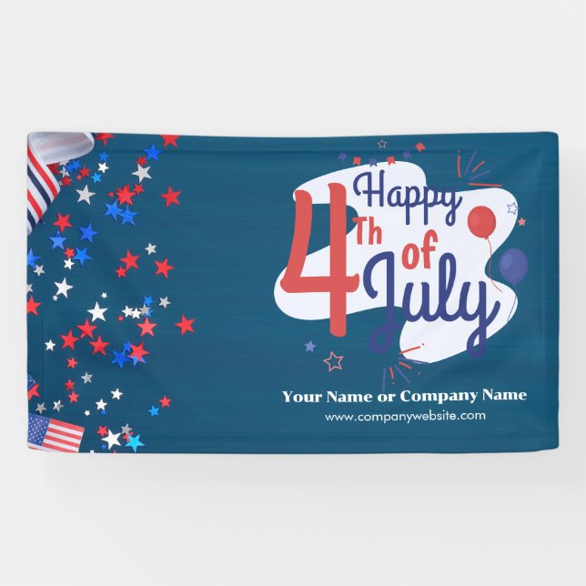 Custom 4. Juli USA Flag Theme Business Banner (Horizontal)