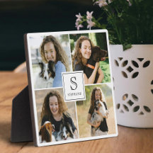 Custom 4 Photo Collage with Monogram and Name