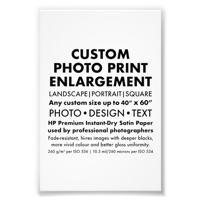 Custom 4"x6" Portrait Foto Erweiterung Print (Vorne)