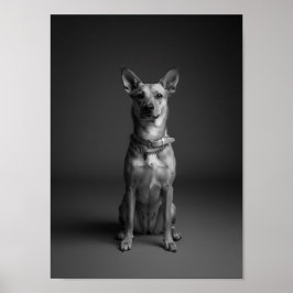 Custom 4K Black & White Pet Portrait Poster