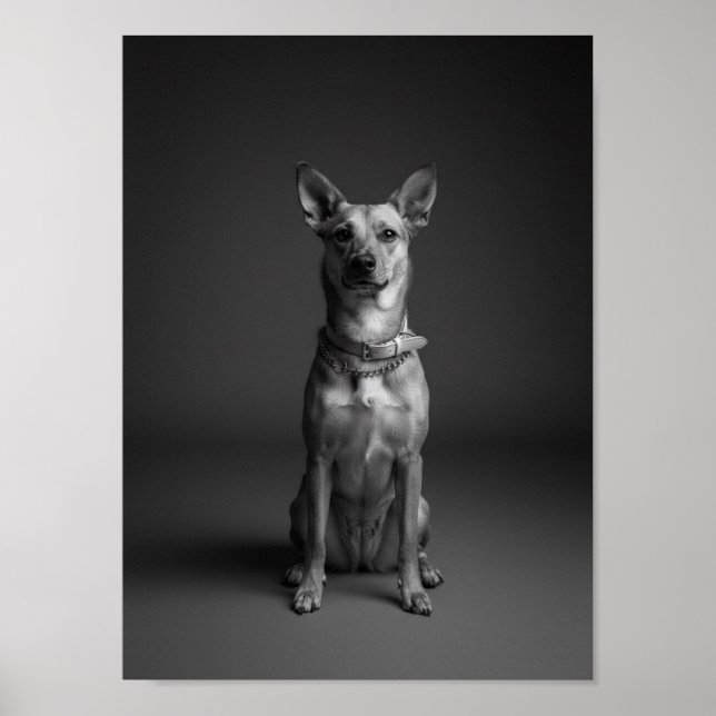 Custom 4K Black & White Pet Portrait Poster (Vorne)