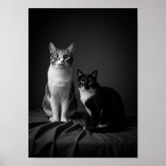 Custom 4K Black & White Pet Portrait Poster  (Vorne)