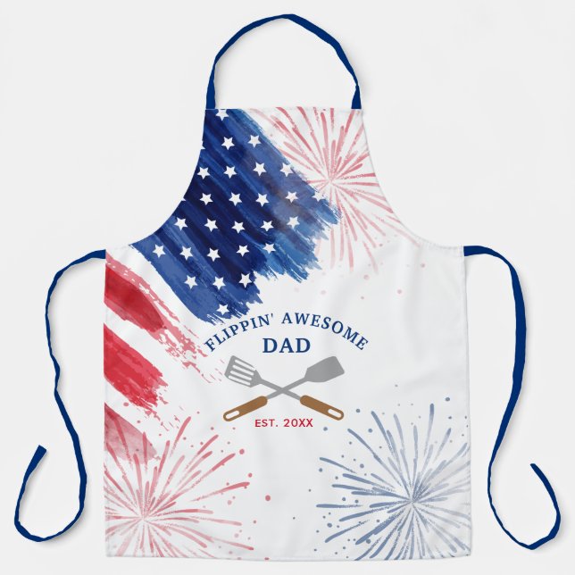 Custom 4th of July Dad Holiday BBQ Schürze (Vorderseite)