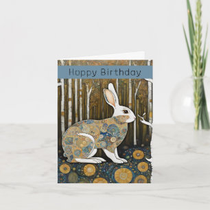Custom 50. Art Nouveau Rabbit Birthday Karte