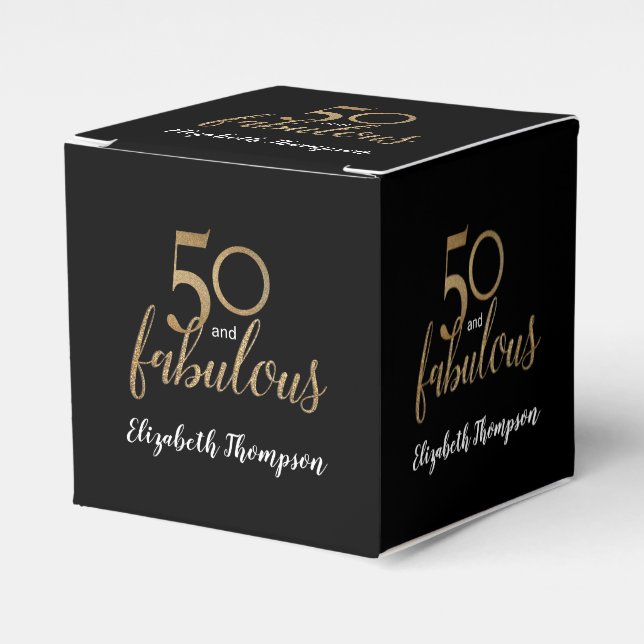 Custom 50 & fabelhafte Birthday Gold Black Confett Geschenkschachtel (Vorderseite)