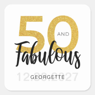 Custom 50. Geburtstag Imitate Gold Script Party Quadratischer Aufkleber
