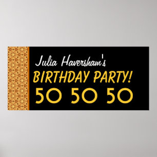 Custom 50. Geburtstag oder jedes Jahr Gold und Sch Poster