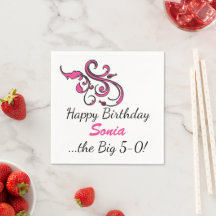 Custom 50. Geburtstag Pink Wirbel Paper Napkins