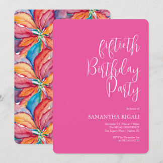 Custom 50. Geburtstagsparty lädt Fuchsia Pink ein Einladung