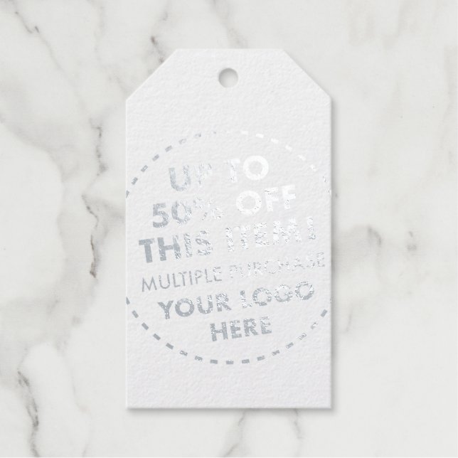 Custom 50% OFF Bulk Buy Discount Kraft Silver Geschenkanhänger (Vorderseite)