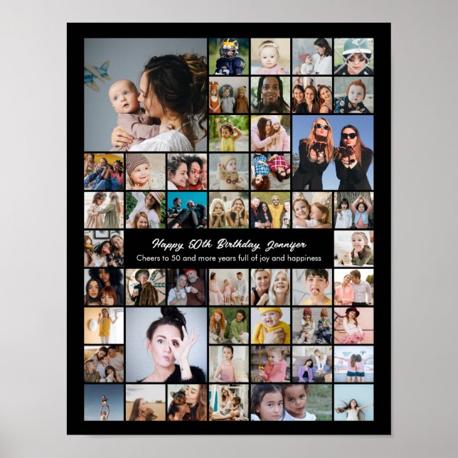 Custom 50 Picture Photo Collage 50th Birthday Poster (Vorne)