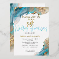 Custom 50 th 2 Anniversary Aquamarin und Gold Abst
