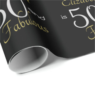 Custom 50 und Fabulous Gold Black 50. Geburtstag Geschenkpapier