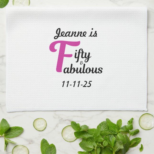 Custom 50 und Fabulous Happy 50 Geburtstag Geschirrtuch (Gefaltet)