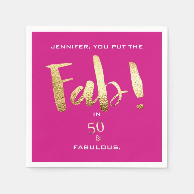 Custom 50. und Fabulous Modern Gold Typografie Serviette (Vorderseite)