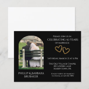 Custom 50. Wedding Anniversary Arch Foto Herz Einladungspostkarte