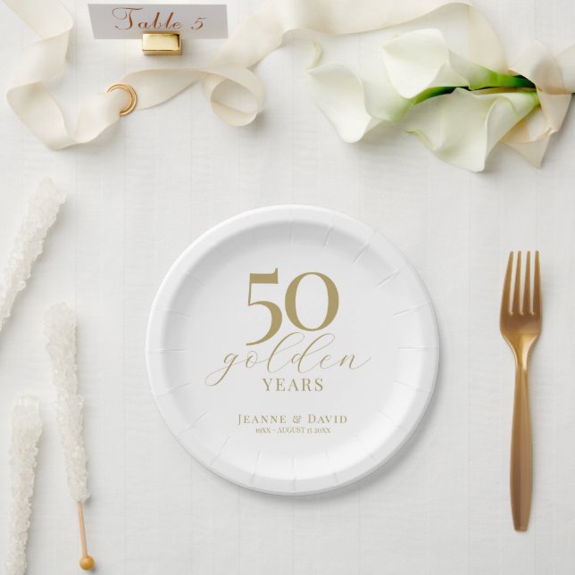 Custom 50. Wedding Anniversary Elegant Pappteller (Hochzeit)