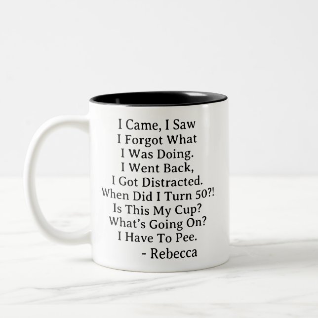 Custom 50th Birthday Gift Personalized Celebration Zweifarbige Tasse (Links)
