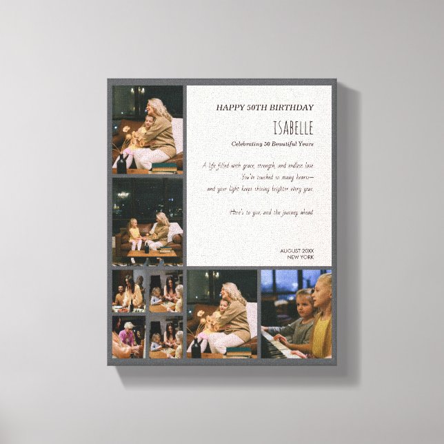 Custom 50th Birthday Photo Collage Canvas Print Leinwanddruck (Vorderseite)