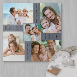 Custom 5 Foto Collage Best Daddy Ever Square Puzzle