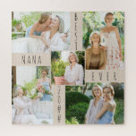 Custom 5 Foto Collage Best Nana Ever Square Puzzle<br><div class="desc">Benutzerdefiniertes Foto-Puzzle für die beste Nana aller Zeiten. Das Design ist mit "best nana ever [year]" in der mageren Schriftart Typografie geschrieben und Sie können das Jahr anpassen und auch bearbeiten nana zu Gran, Oma oder Grammie, wenn erforderlich. Die Fotovorlage erstellt automatisch die Collage des Fotos mit den Bildern, die...</div>