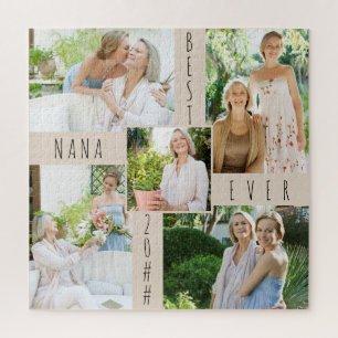Custom 5 Foto Collage Best Nana Ever Square Puzzle