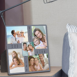 Custom 5 Foto Collage Bester Vater je Grau Plaque Fotoplatte