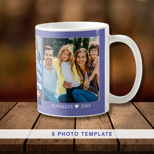 Custom 5 Foto Collage Family Quote Periwinkle Kaffeetasse
