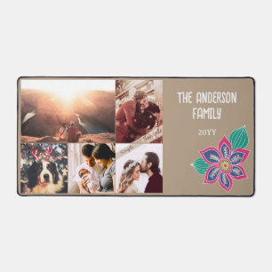 Custom 5 Foto Collage Farbige Bohemische Blume Schreibtischunterlage