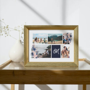Custom 5 Foto Collage Floral Frame Print