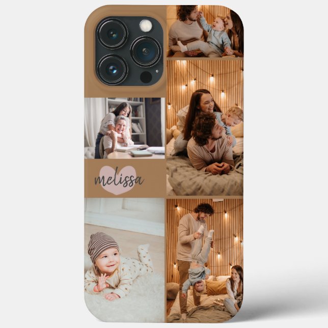 Custom 5 Fotos Niedlich Heftskript Gold Case-Mate iPhone Hülle (Rückseite)