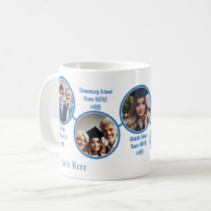 Custom 5 Fotos, Schule & Abschluss Timeline Blue Kaffeetasse