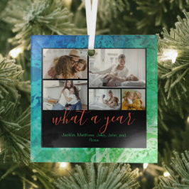 Custom 5 Fotos Typografie Neujahrsferien Ornament Aus Glas