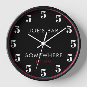 Custom 5 O'clock Bar Happy Hour Black Uhr