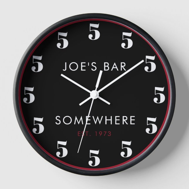 Custom 5 O'clock Bar Happy Hour Black Uhr (Vorderseite)